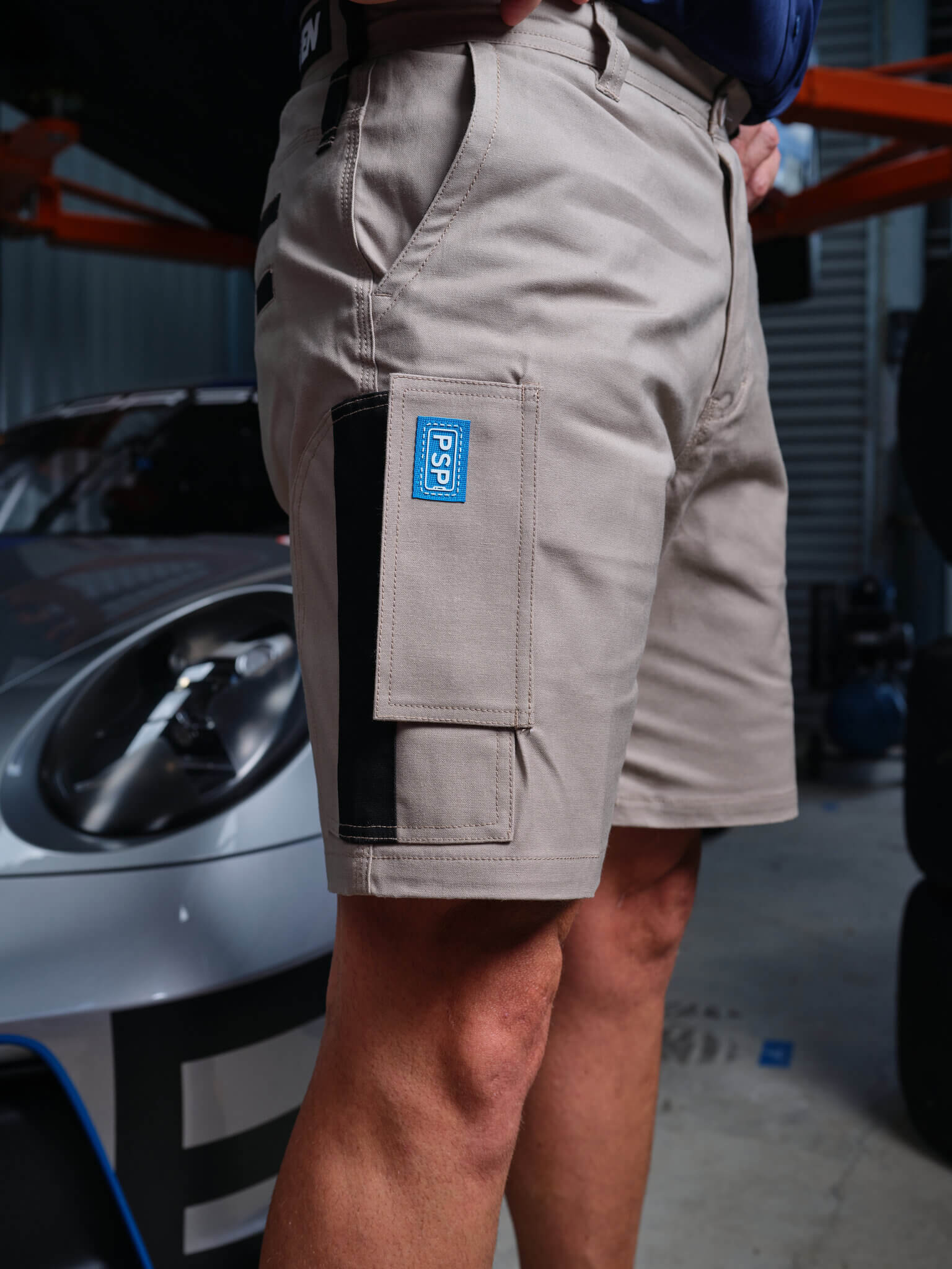 Driven DRV 21 Fixed Waist Stretch Cargo Phone Safety Pocket Shorts Khaki - View 03