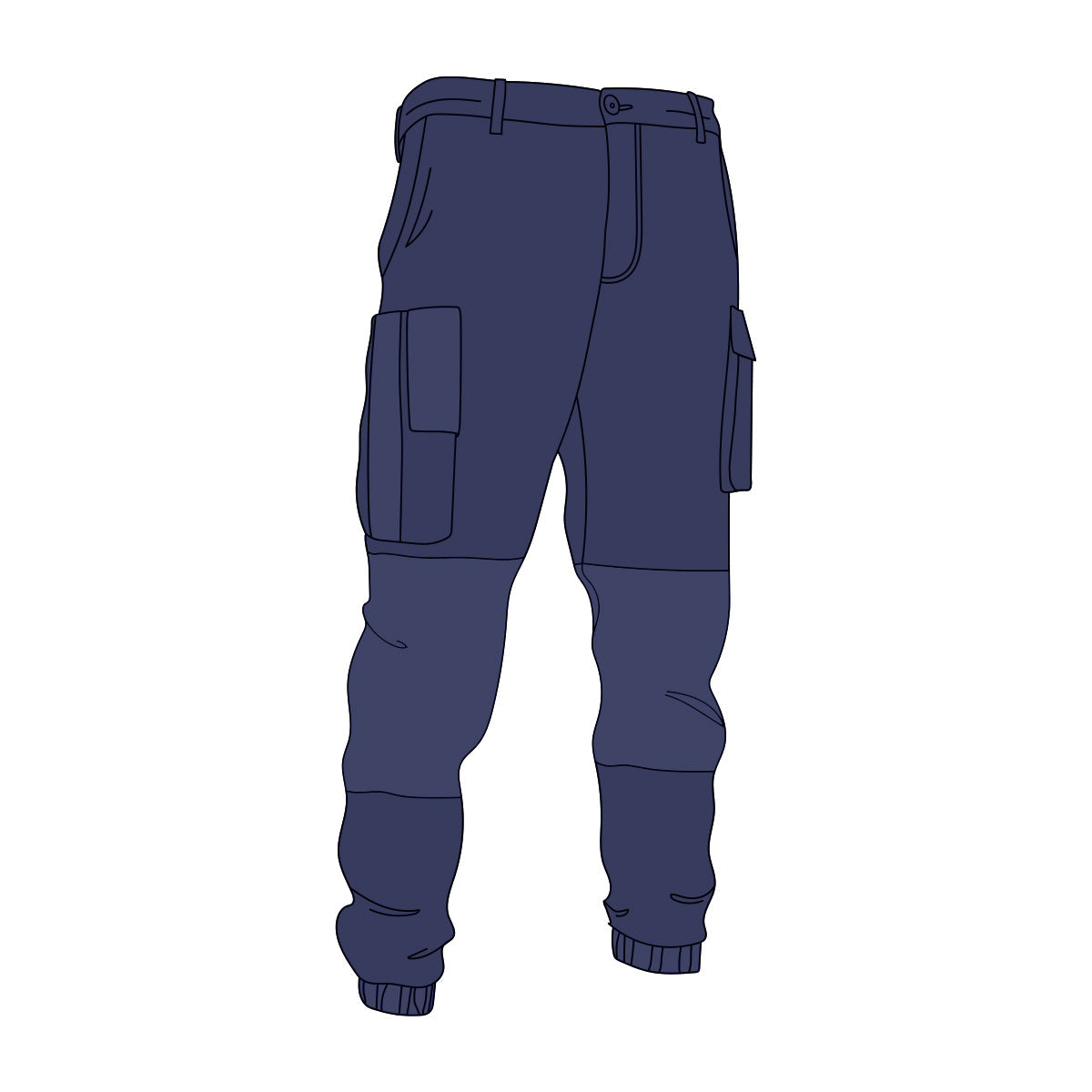 Driven DRV 02 Mens Fixed Waist Stretch Cargo Pants - Elastic Cuff Navy