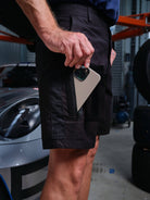 Driven DRV 21 Fixed Waist Stretch Cargo Phone Safety Pocket Shorts Black - View 05
