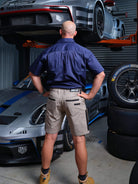 Driven DRV 21 Fixed Waist Stretch Cargo Phone Safety Pocket Shorts Khaki - Back View