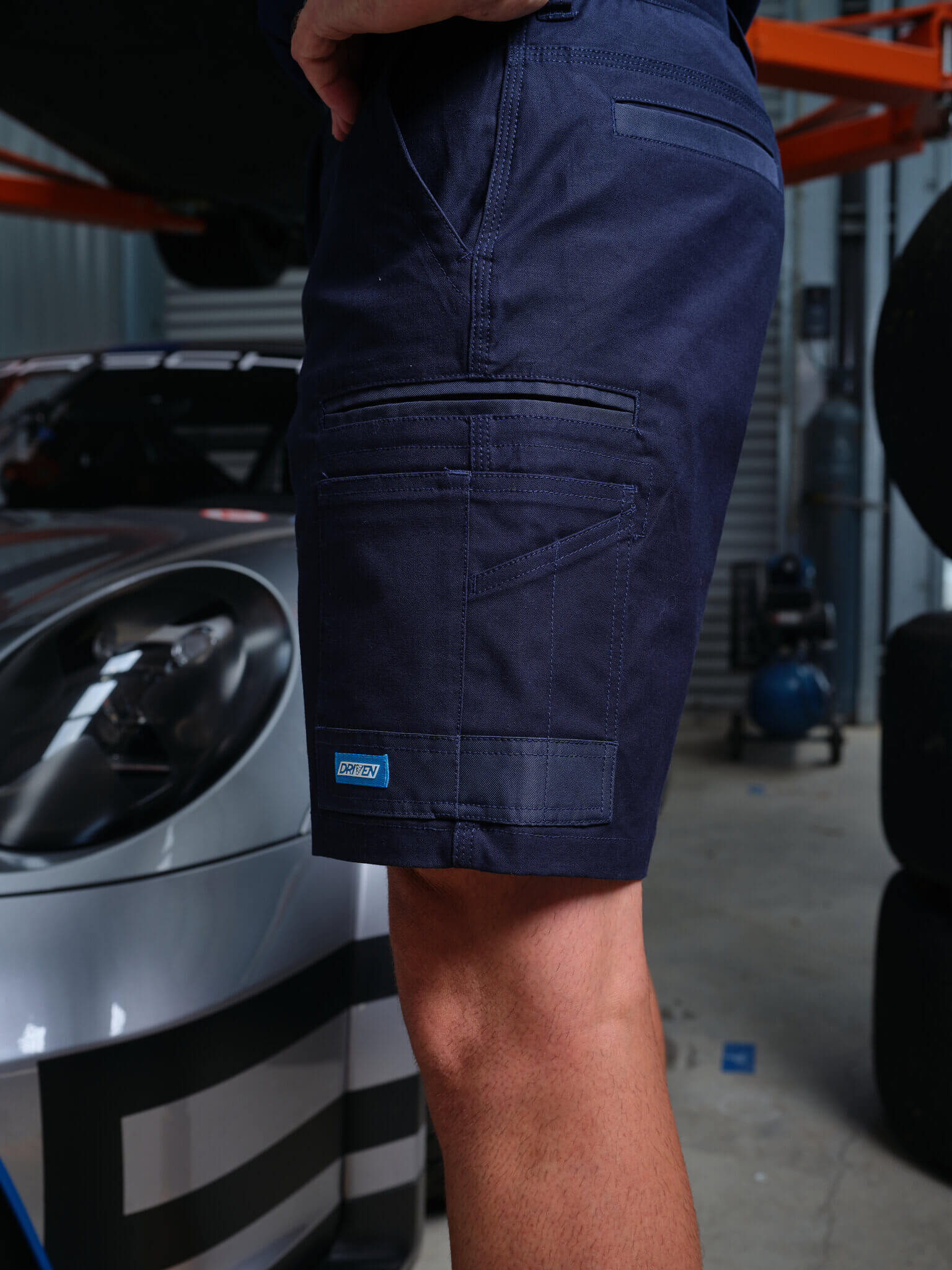 Driven DRV 21 Fixed Waist Stretch Cargo Phone Safety Pocket Shorts Navy - View 06
