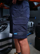 Driven DRV 22 Mens Fixed Waist 4-Way Stretch Cargo Phone Safety Pocket Short Navy – View 06