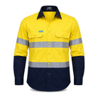 Driven DRV 41 Mens Hi-Vis Lightweight Long Sleeve Taped Safety Shirt Yellow Navy