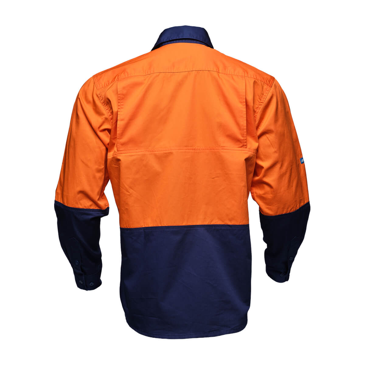 Driven DRV 42 Mens Hi Vis Lightweight Long Sleeve Safety Shirt Orange/Navy Back