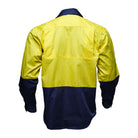 Driven DRV 42 Mens Hi Vis Lightweight Long Sleeve Safety Shirt Yellow/Navy Back