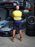 Driven DRV 44 Hi-Vis Lightweight Long Sleeve Taped Safety Shirt Closed Front Yellow Navy – View 06
