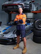 Driven DRV 51 Mens Hi-Vis Long Sleeve Taped Safety Shirt Orange Navy – View 04
