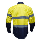Driven DRV 51 Mens Hi Vis Long Sleeve Taped Safety Shirt Yellow/Navy Back