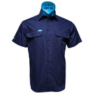 Driven DRV 56 Mens Short Sleeve Drill Shirt Navy Front
