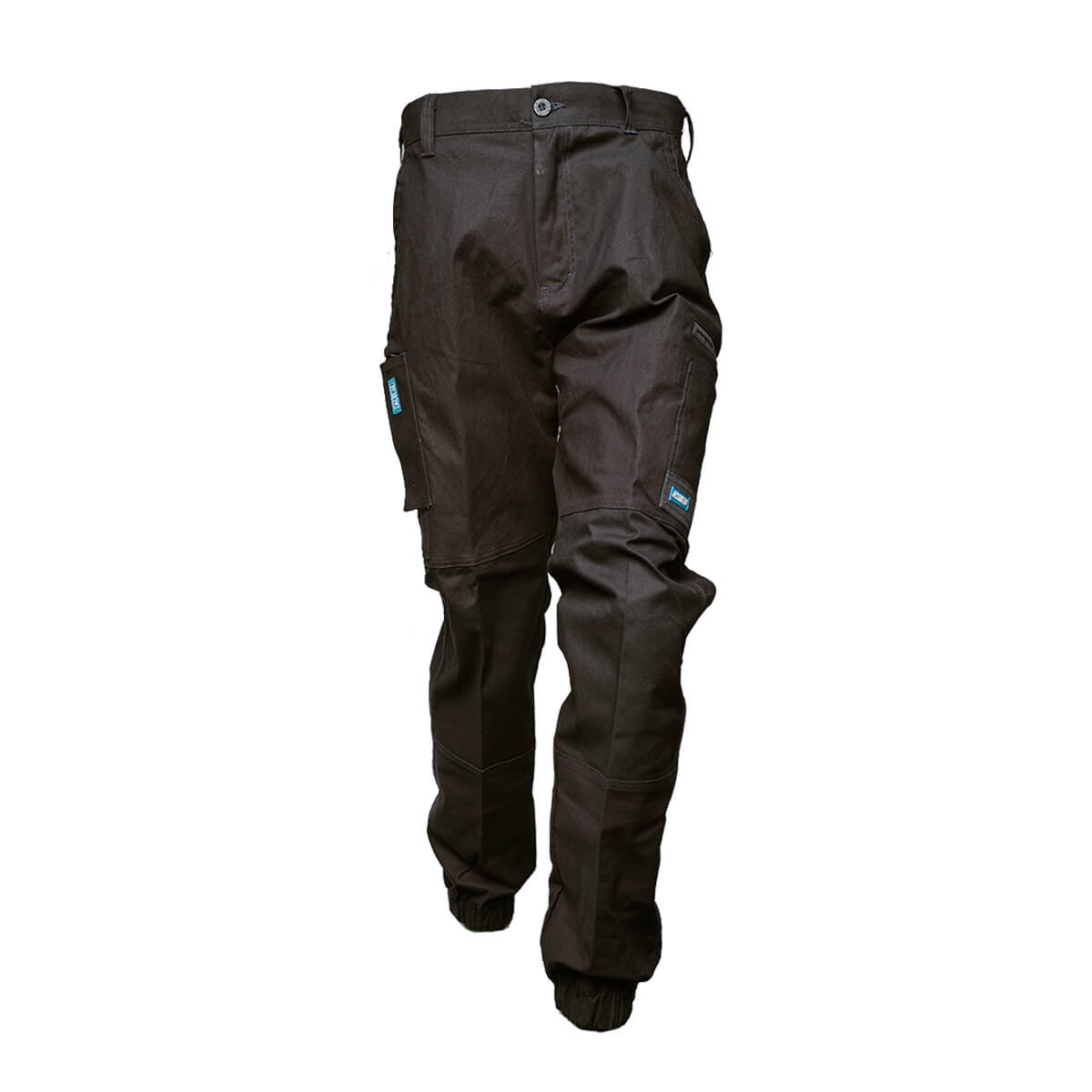 Driven DRV 02 Mens Fixed Waist Stretch Cargo Pants - Elastic Cuff Black Front