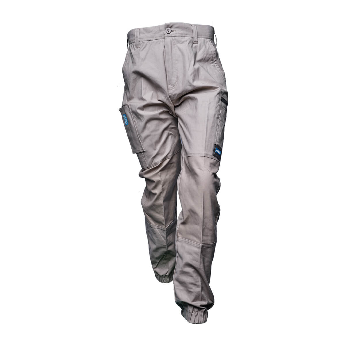 Driven DRV 02 Mens Fixed Waist Stretch Cargo Pants - Elastic Cuff Khaki Front