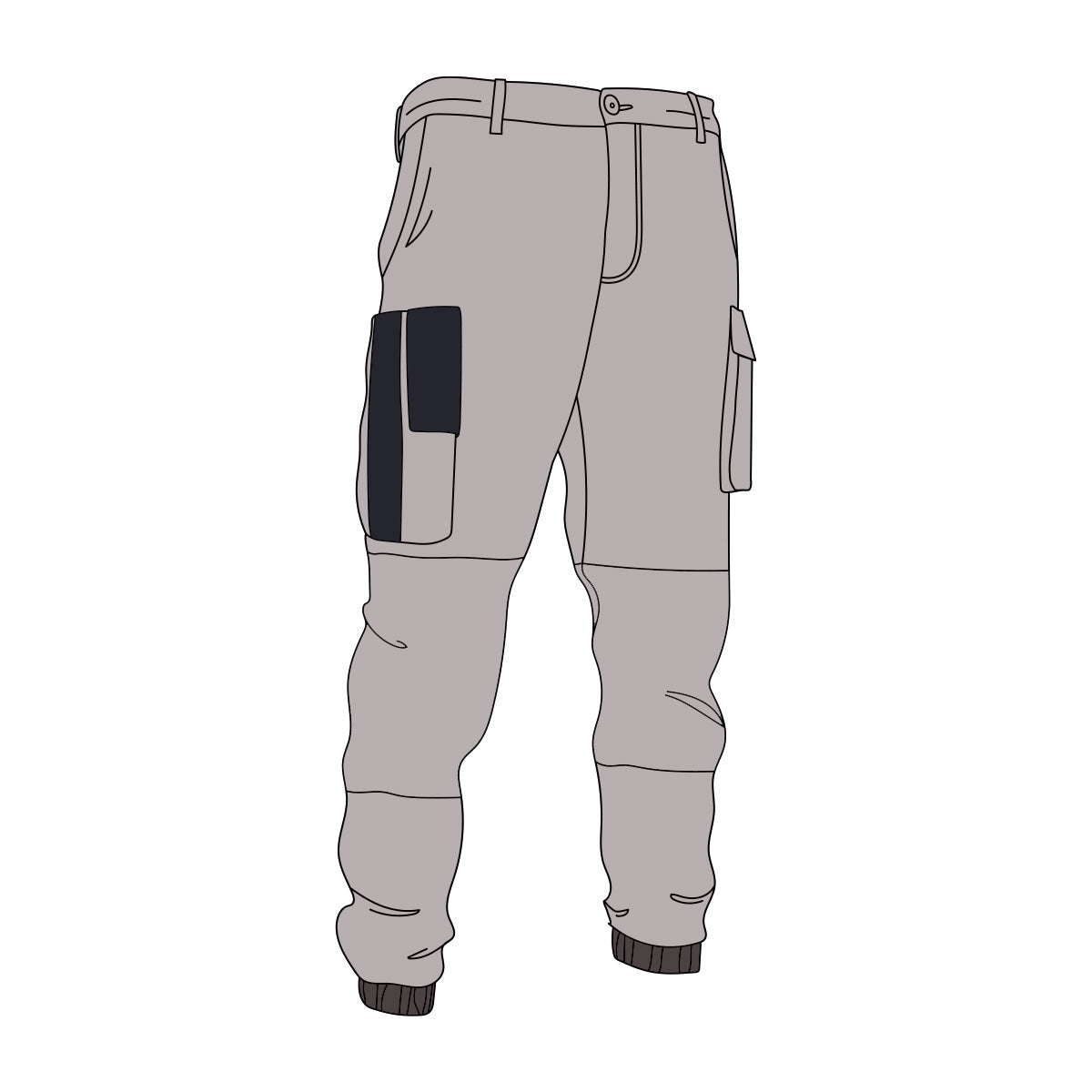 Driven DRV 02 Mens Fixed Waist Stretch Cargo Pants - Elastic Cuff Khaki