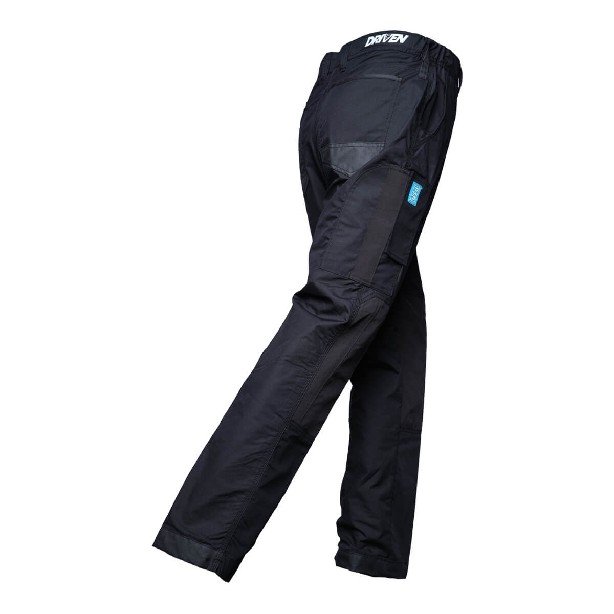 Driven DRV 04 Mens Premium Lightweight Fixed Waist Stretch Cargo Pants Black Back