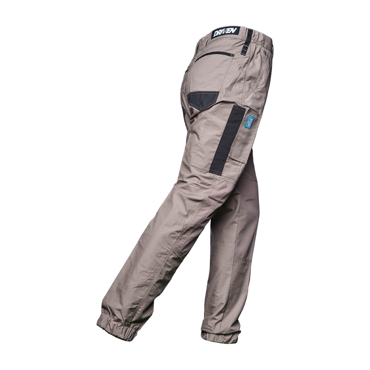 Driven DRV 05 Premium Lightweight Fixed Waist Stretch Cargo Pants - Elastic Cuff Khaki Back