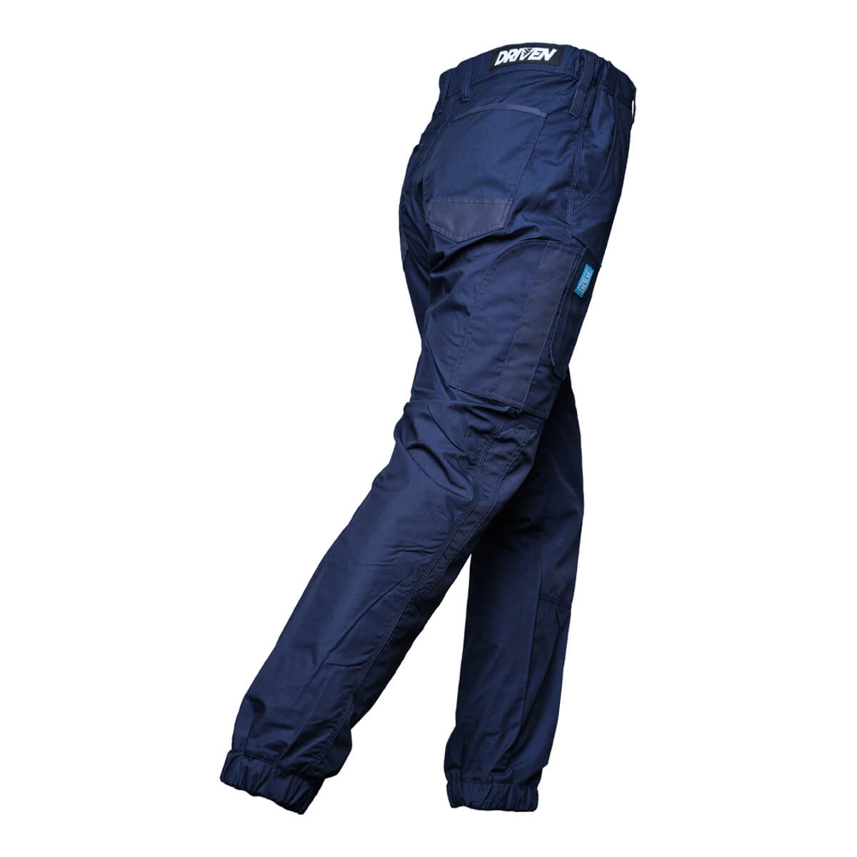 Driven DRV 05 Mens Premium Lightweight Fixed Waist Stretch Cargo Pants - Elastic Cuff Navy Back