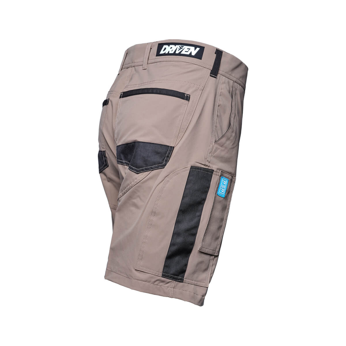 Driven DRV 22 Mens Fixed Waist 4-Way Stretch Cargo Short Khaki Back