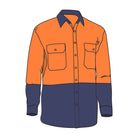 Driven DRV 42 Mens Hi Vis Lightweight Long Sleeve Safety Shirt Orange/Navy