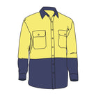 Driven DRV 42 Mens Hi Vis Lightweight Long Sleeve Safety Shirt Yellow/Navy