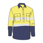 Driven DRV 44 Hi Vis Lightweight Long Sleeve Taped Safety Shirt Closed Front Yellow/Navy