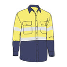 Driven DRV 51 Mens Hi Vis Long Sleeve Taped Safety Shirt Yellow/Navy