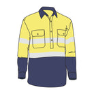Driven DRV 54 Mens Hi Vis Long Sleeve Taped Safety Shirt Closed Front Yellow/Navy